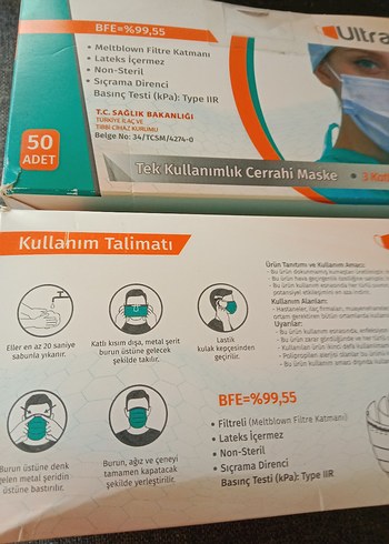 2 pk.Ultramask Tek Kullanım Cerrahi Maske 50'li - Görsel 9