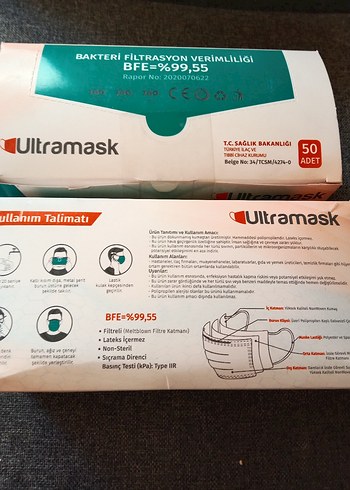 2 pk.Ultramask Tek Kullanım Cerrahi Maske 50'li - Görsel 7