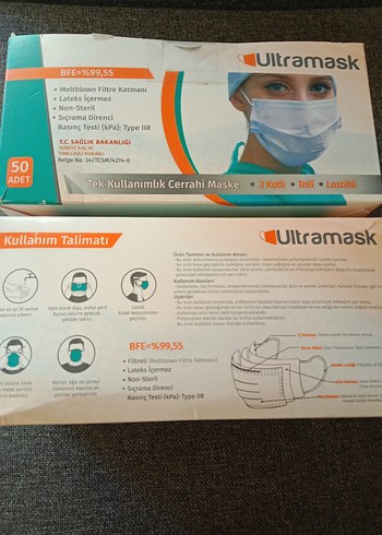 2 pk.Ultramask Tek Kullanım Cerrahi Maske 50'li - Görsel 3