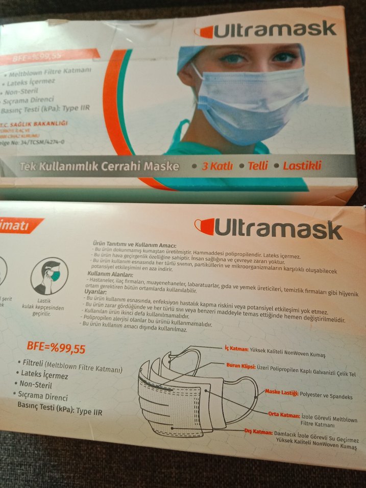 2 pk.Ultramask Tek Kullanım Cerrahi Maske 50'li - Görsel 5