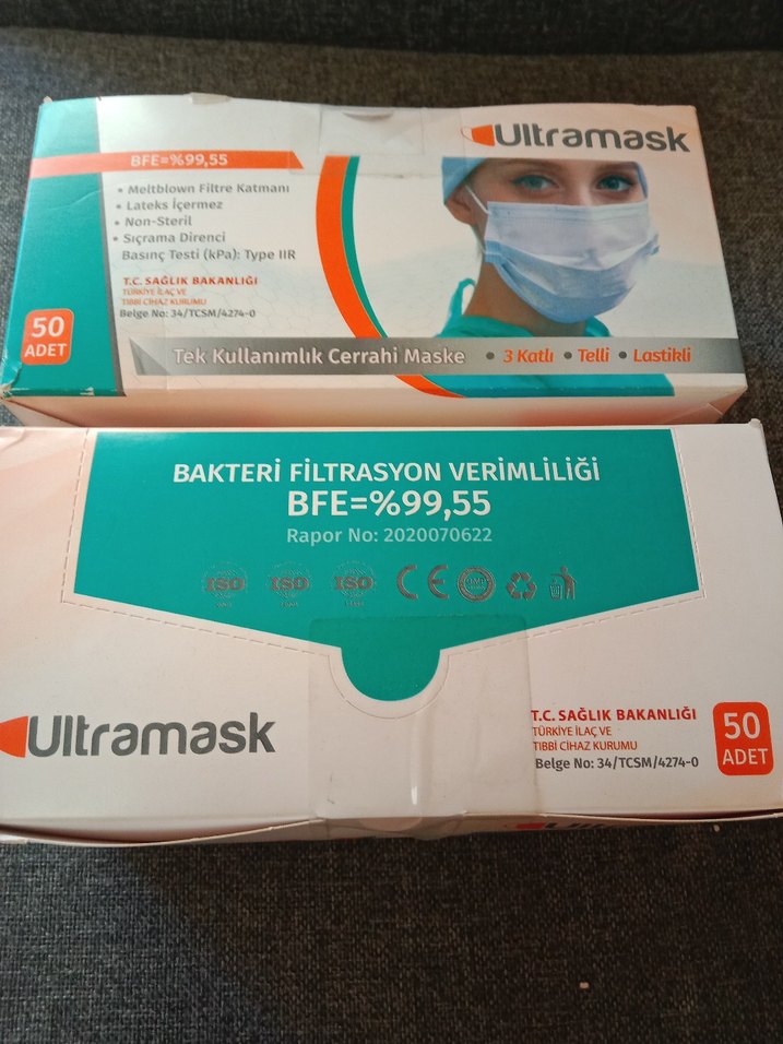 2 pk.Ultramask Tek Kullanım Cerrahi Maske 50'li - Görsel 2