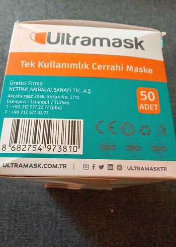 Ultrask Mask 3 Katlı Cerrahi Maske 50 Adet - Görsel 5