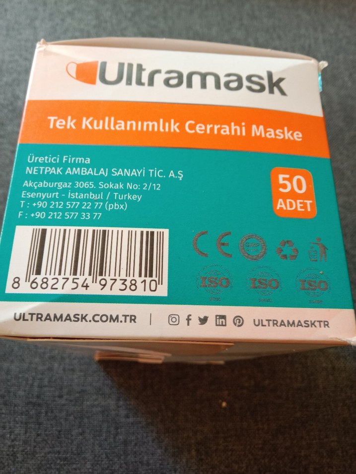 Ultrask Mask 3 Katlı Cerrahi Maske 50 Adet - Görsel 5