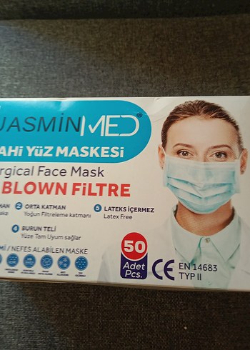 JasminMed Cerrahi Meltblown Yüz Maskesi 50'li - Görsel 6