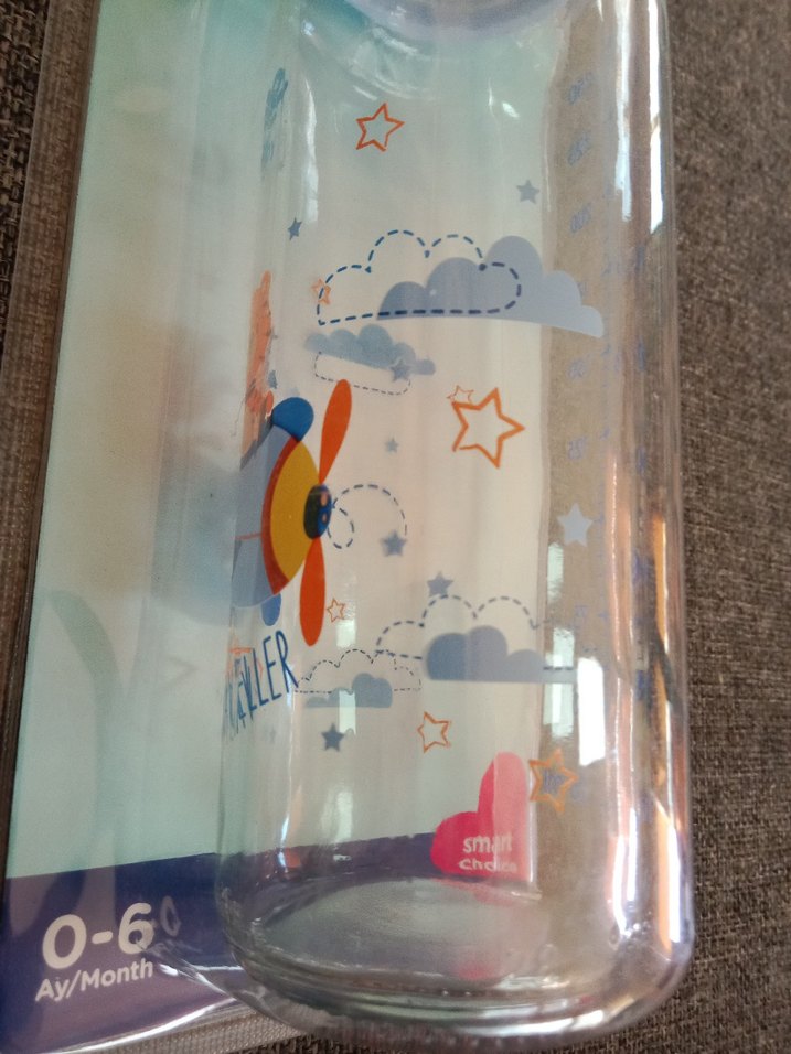 Mavi kedili klasik cam 0-6 ay Bebek Biberonu - Görsel 3