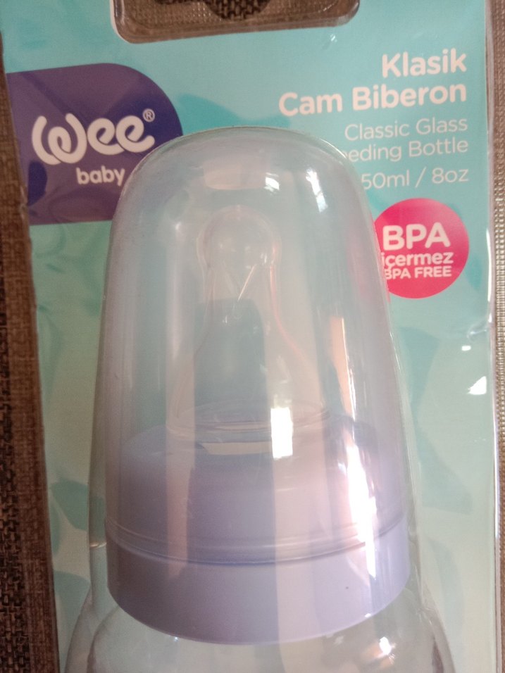 Mavi kedili klasik cam 0-6 ay Bebek Biberonu - Görsel 2