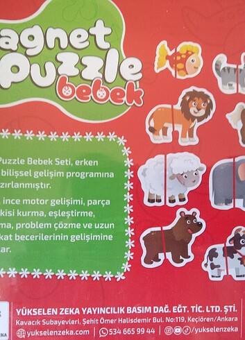  Beden 12 hayvan puzzle magnet oyunu 