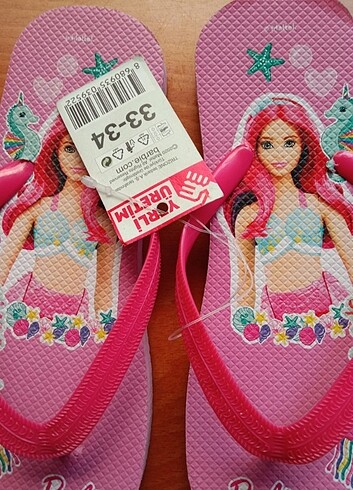 Barbie kız çocuk 33-34 num.yeni Pembe yazlık terlik 