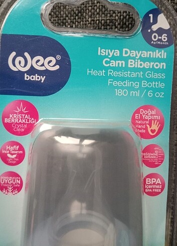 Wee baby 0-6 ay ısıya dayanıklı 180ml.cam biberon 