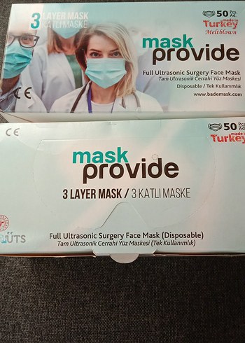 Tam Ultrasonik Cerrahi Yüz Maskesi 50'li 2 paket - Görsel 3