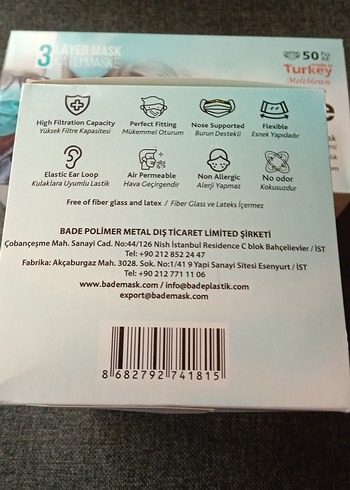 Tam Ultrasonik Cerrahi Yüz Maskesi 50'li 2 paket - Görsel 7