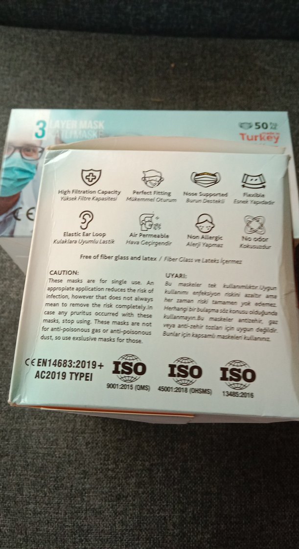 Tam Ultrasonik Cerrahi Yüz Maskesi 50'li 2 paket - Görsel 5