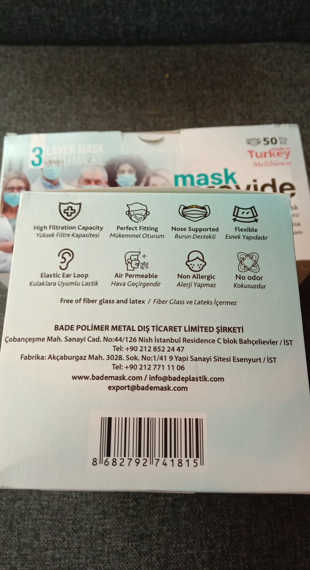 Tam Ultrasonik Cerrahi Yüz Maskesi 50'li 2 paket - Görsel 2