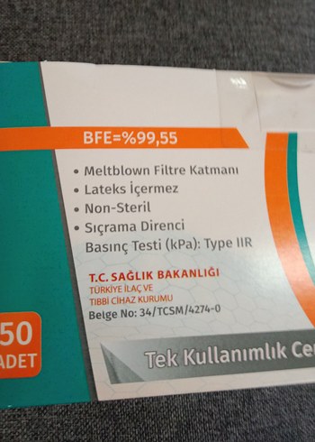 Ultramask 3 Katlı Cerrahi Maske Telli Lastikli - Görsel 5