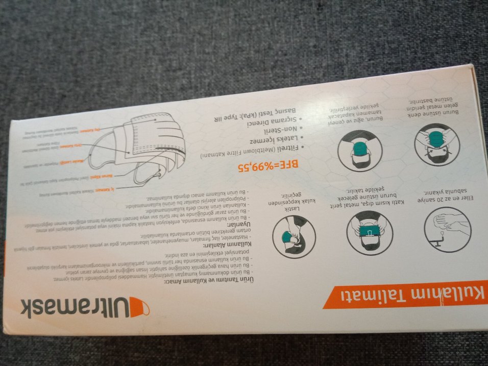 Ultramask 3 Katlı Cerrahi Maske Telli Lastikli - Görsel 4