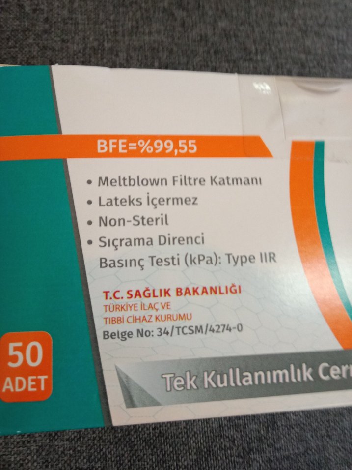 Ultramask 3 Katlı Cerrahi Maske Telli Lastikli - Görsel 5