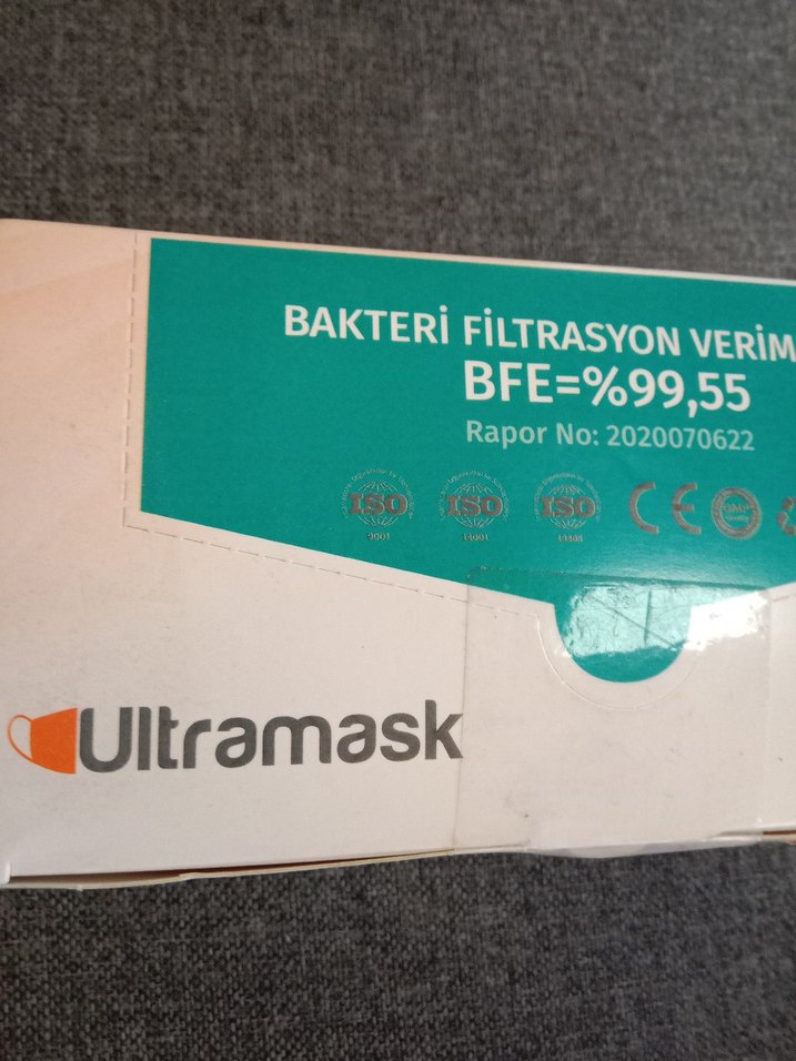 Ultramask 3 Katlı Cerrahi Maske Telli Lastikli - Görsel 2