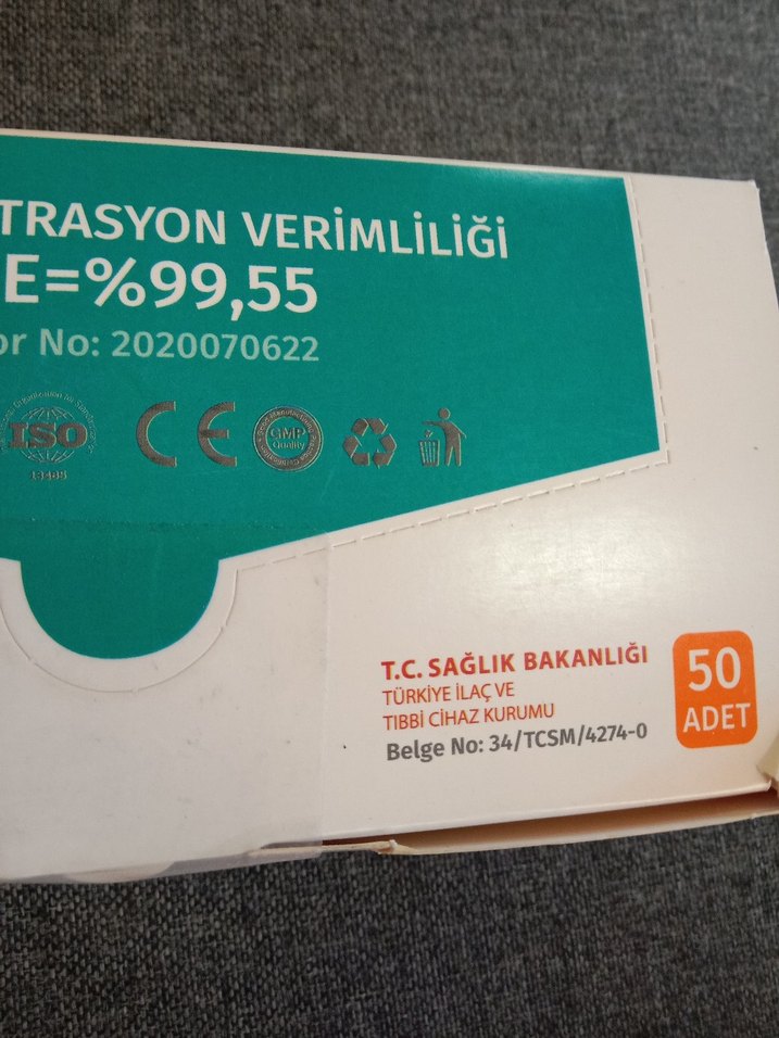 Ultramask 3 Katlı Cerrahi Maske Telli Lastikli - Görsel 3