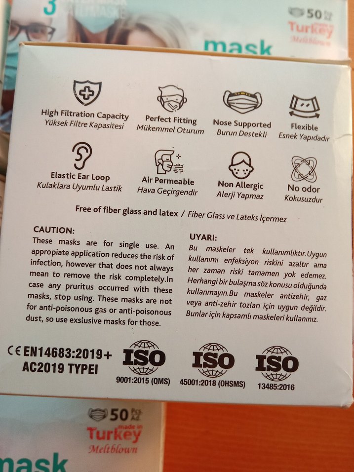 3 Katmanlı Ultrasonik Cerrahi Yüz Maskesi 50'li - Görsel 2