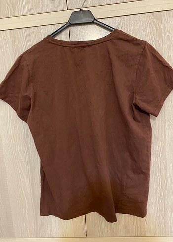 Trendyol  Kahverengi V Yakalı  Tişört - Görsel 8