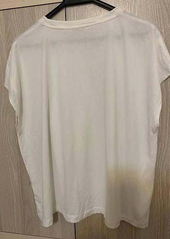 Krem rengi  Kadın Baskılı Pamuklu Tişört - Görsel 4