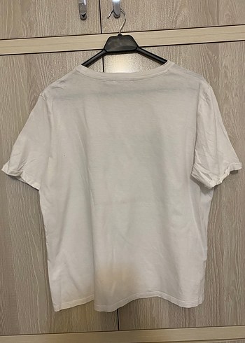 Mango Kadın krem rengi Baskılı Pamuk Tişört - Görsel 7