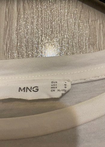 Mango Kadın krem rengi Baskılı Pamuk Tişört - Görsel 5