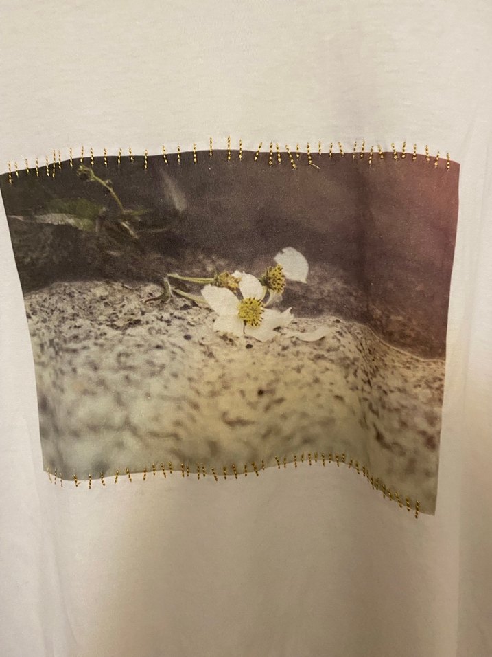 Mango Kadın krem rengi Baskılı Pamuk Tişört - Görsel 4