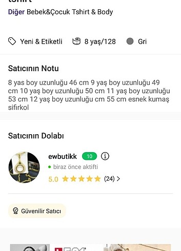 8 Yaş Beden tshirt