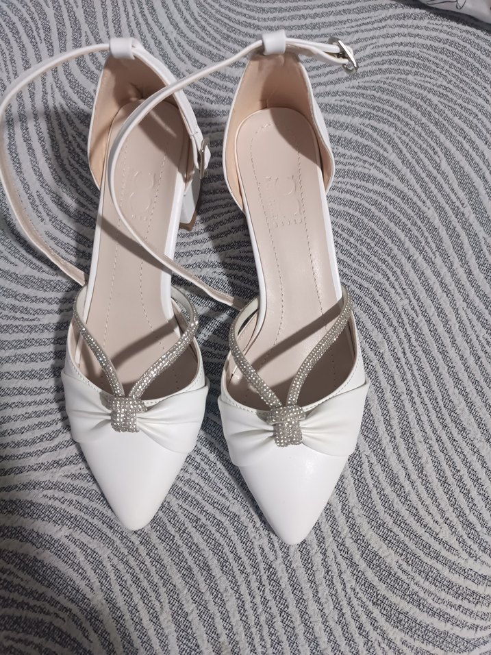 Beyaz Kadın Dolgu Topuklu Abiye Ayakkabı - Görsel 2