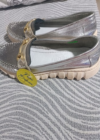 Gri Kadın Günlük Tokalı Loafer Ayakkabı - Görsel 3