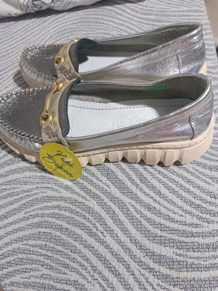 Gri Kadın Günlük Tokalı Loafer Ayakkabı - Görsel 3