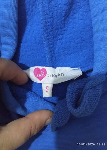 Kapüşonlu Mavi Kadın Sweatshirt - Görsel 2