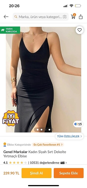Siyah askılı elbise