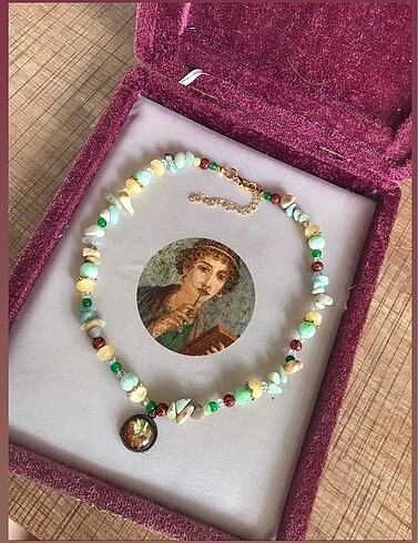 sappho doğal taş tasarım kolye
