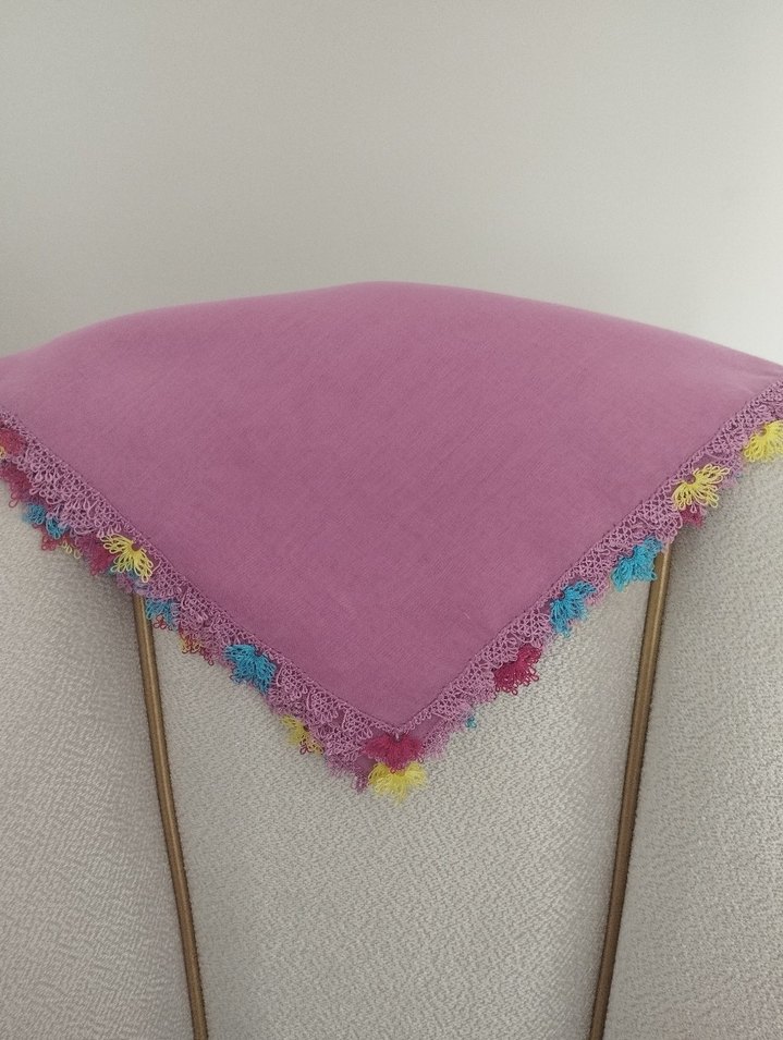 gül kurusu olan Cenk Yazma mavi Kaşmir - Görsel 2