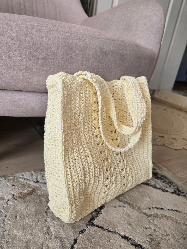 Örgü Bohem Tarzı Beyaz Kol Çantası - Görsel 2