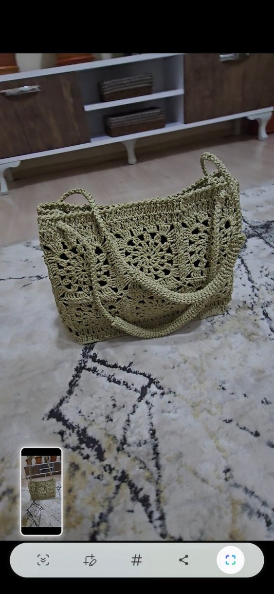 Bej Dantel Detaylı Örgü Bohem Omuz Çantası - Görsel 4