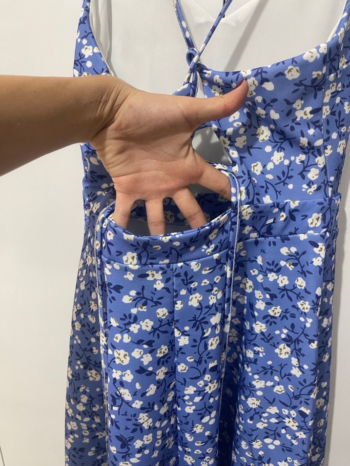 Mavi Çiçekli Elbise - Görsel 5