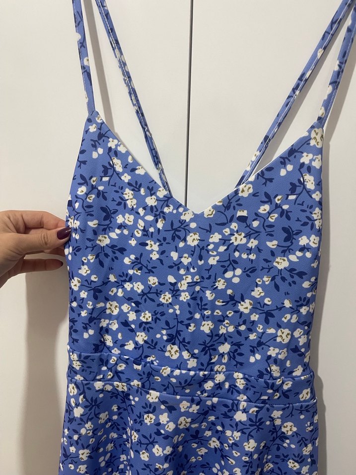 Mavi Çiçekli Elbise - Görsel 3
