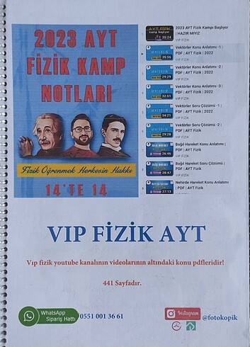 Vip Fizik Ayt Kamp notları 