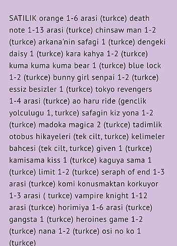 Beden Renk turkce, ingilizce manga, anime figurleri
