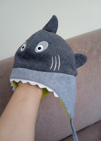 Gri Köpekbalığı Peluş şapka kışlık. - Görsel 5