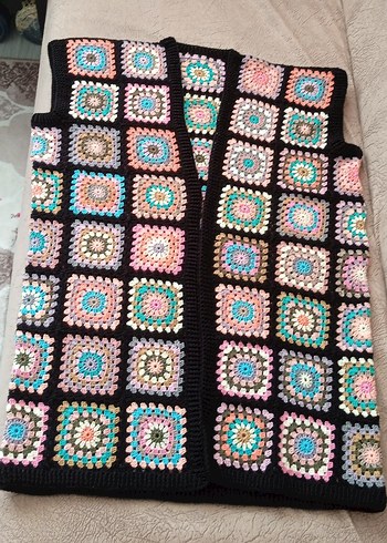 Renkli Örgü Bohem Kadın Yelek - Görsel 2