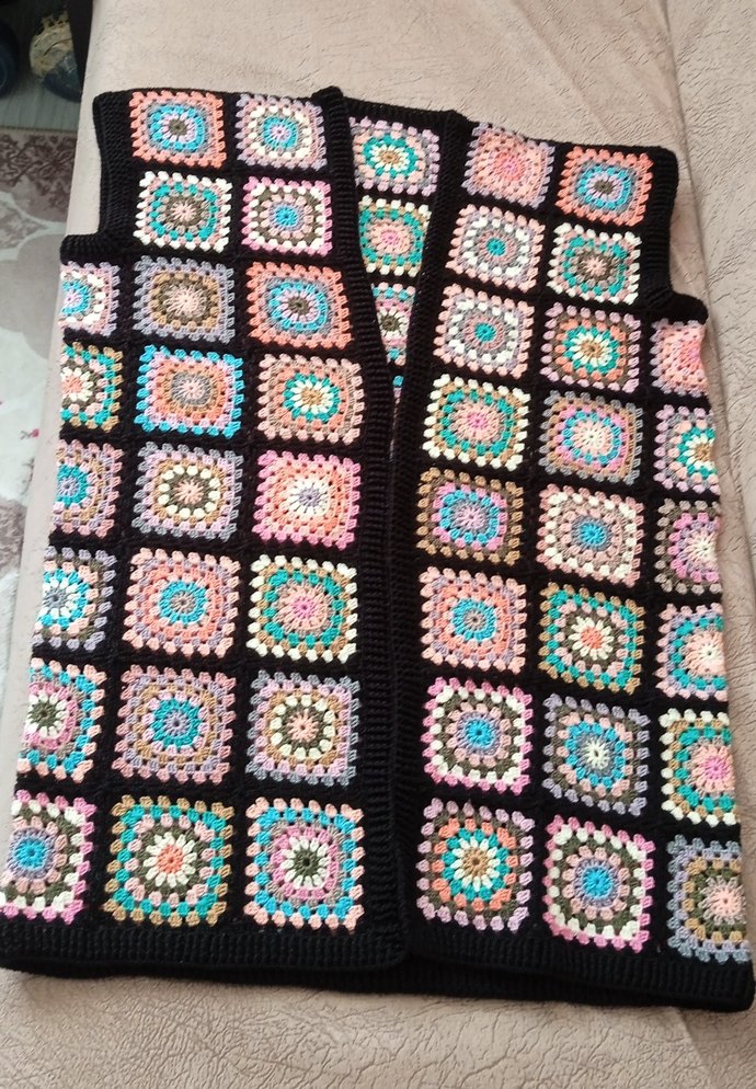 Renkli Örgü Bohem Kadın Yelek - Görsel 2