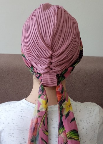 Pembe Pliseli Bohem Kadın Şapka - Görsel 5