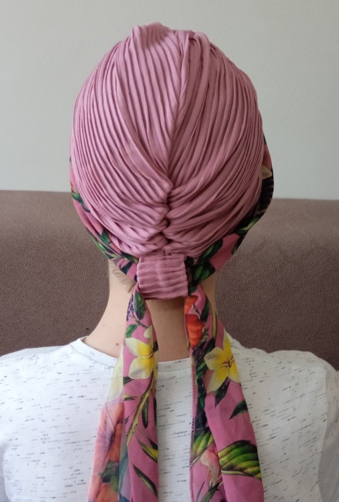 Pembe Pliseli Bohem Kadın Şapka - Görsel 5