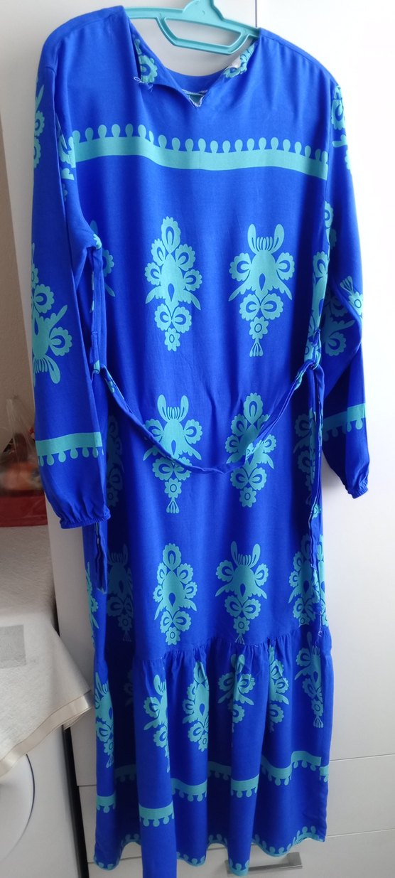 Bohem Uzun Kol V Yakalı Kadın Elbise - Görsel 2