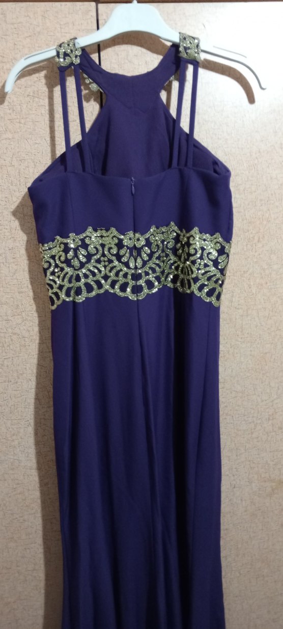 Nakışlı Drapeli Lacivert Uzun Abiye Elbise - Görsel 2