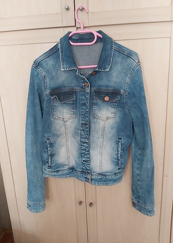 Düğmeli Mavi Kadın Denim Ceket